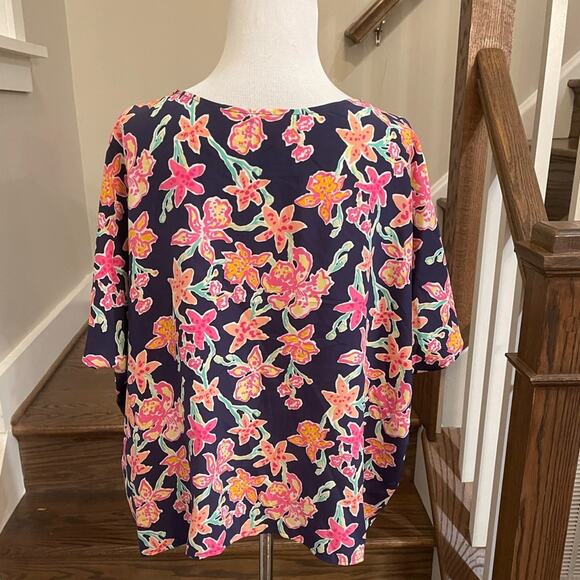 LILLY PULITZER 100% Silk Pretty Social Cold Shoulder Trace Top Size Small - Picture 5 of 9